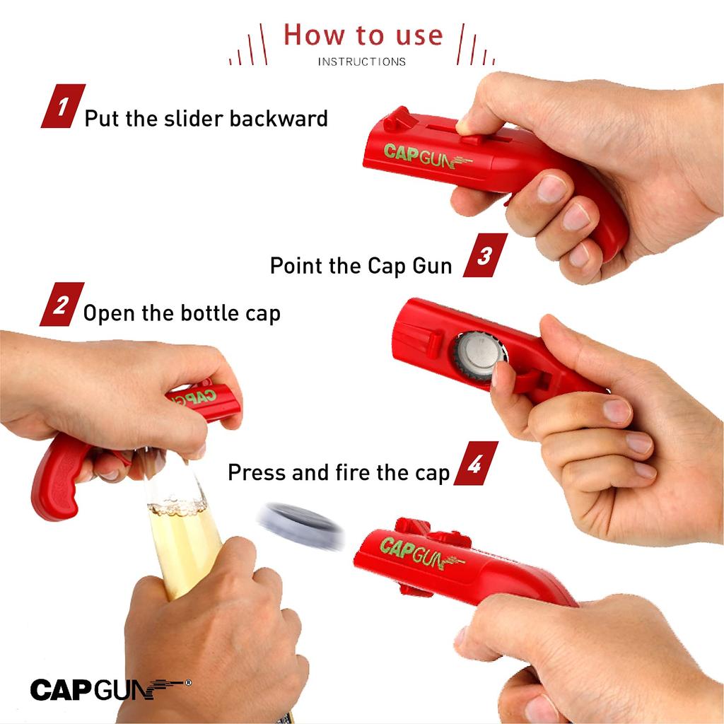 Multifunctional Cap Gun Bottle Opener Beer Bottle Opener Gun Beer Bottle Opener Cap Shooter for Launcher Party Drinking Game