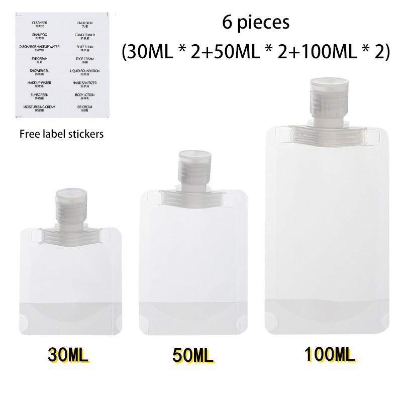 Travel Bottles Empty Squeeze Bag Refillable Lotion Dispenser Bag Shampoo Toiletries Liquid Cosmetic Container Storage Pouch