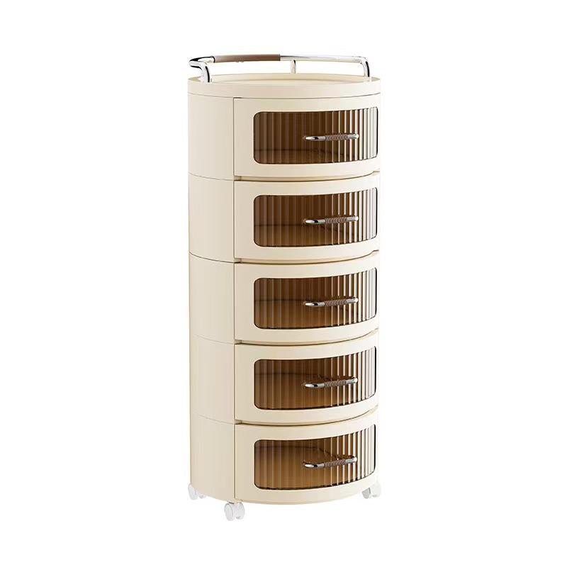 Round Storage Cabinet with Shelves and Drawers