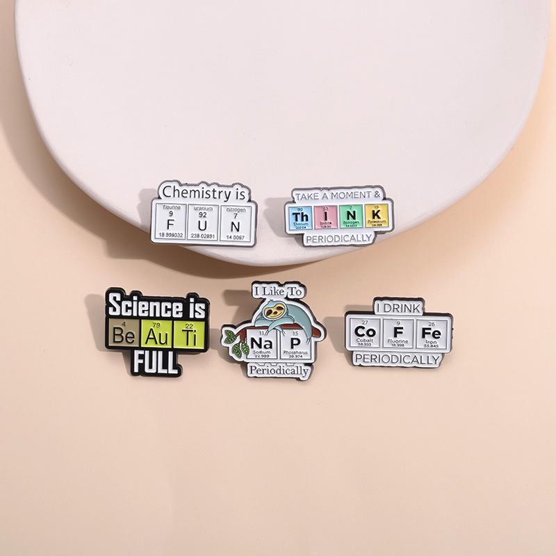 Chemical Element Cartoon Symbol Badges: Cute Metal Brooches for Backpack and Clothing Decoration