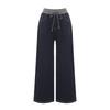 SELLY'S Stitch Denim Color Block Elastic Pants_I6A-Cpt001