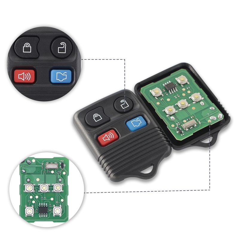 10pcs 4 Button Car Remote Key CWTWB1U331 with Circuit Board 315Mhz for Ford E-Series Ranger Expedition Lincoln LS Town 1998-2016