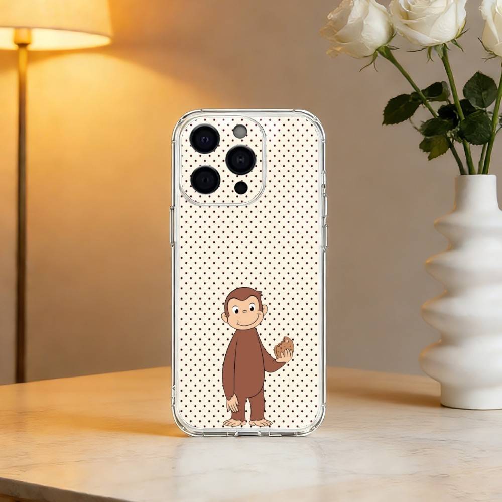 Luxury C-Curious G-George Phone Case For iPhone 17 16 15 14 13 12 11 Mini Pro Max Plus Transparent Cover