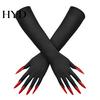 Creepy Long Nail Gloves 1 Pair Halloween Ghost Claw Gloves, Fingernail Witch Costume Durable Party Handwear Accessory, Dark Performance Prop