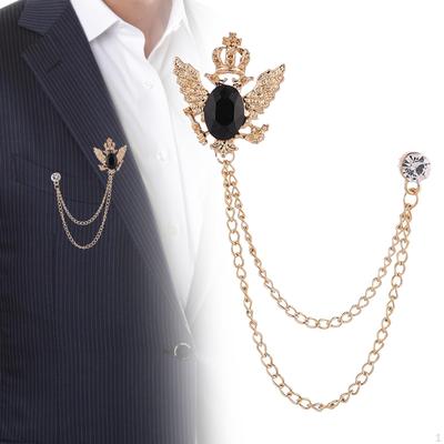 Chain Brooch with Eagle Design, Men's Lapel Pin for Professional Attire and Tuxedos