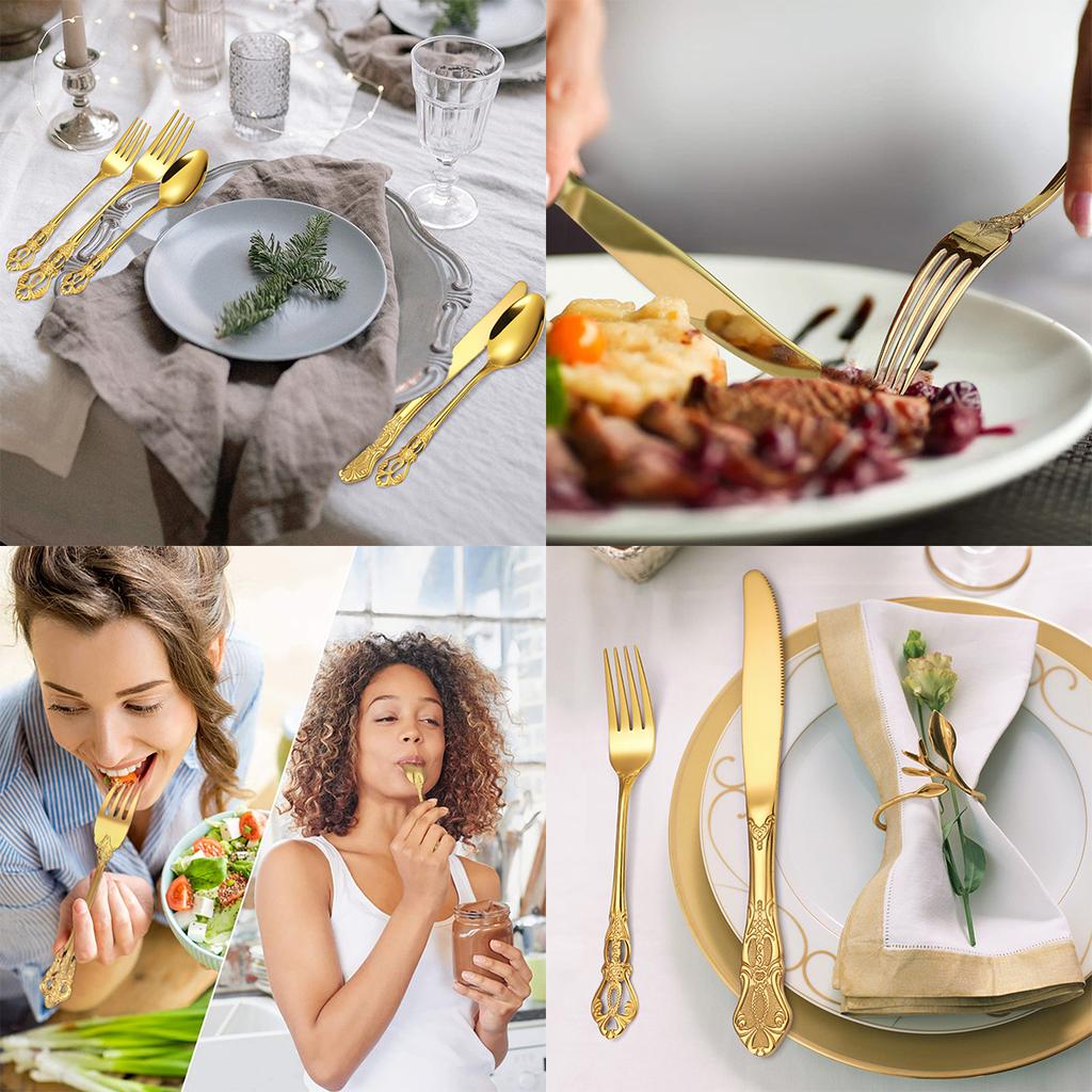 20Pcs Dinnerware Set Stainless Steel Flatware Western Utensils Cutlery Steak Knife Fork and Spoon Home Wedding Christmas Gifts