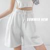 Lockere, gerade Sport-Waffel-Shorts mit mittlerem Bein, Sommer-Hottie, hoch taillierte, lässige Viertelhose mit weitem Bein