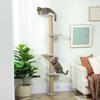 Wall Mounted Cat Shelves, Cat Climbing Wall with 4 Climbing Platforms, Jute Scratching Post and Toy Ball,180cm Tall, Light Grey
