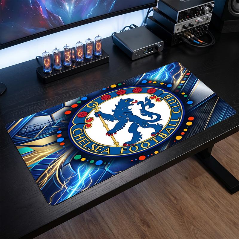 Chelsea FC Aufgedrucktes Großes Mauspads, Rutschfeste Weiche Gummi Gaming Schreibtischmatte für Büro Laptop Computer Dekoration