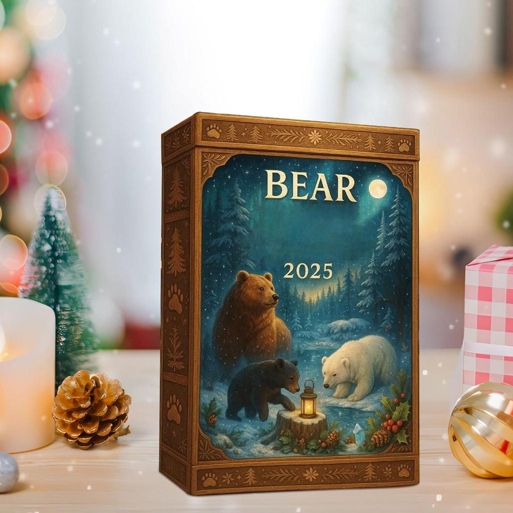 2025 Christmas Advent Calendar 2D Acrylic Bear Tree Ornaments Countdown Calendar for Home Office Window Wall Party Decor
