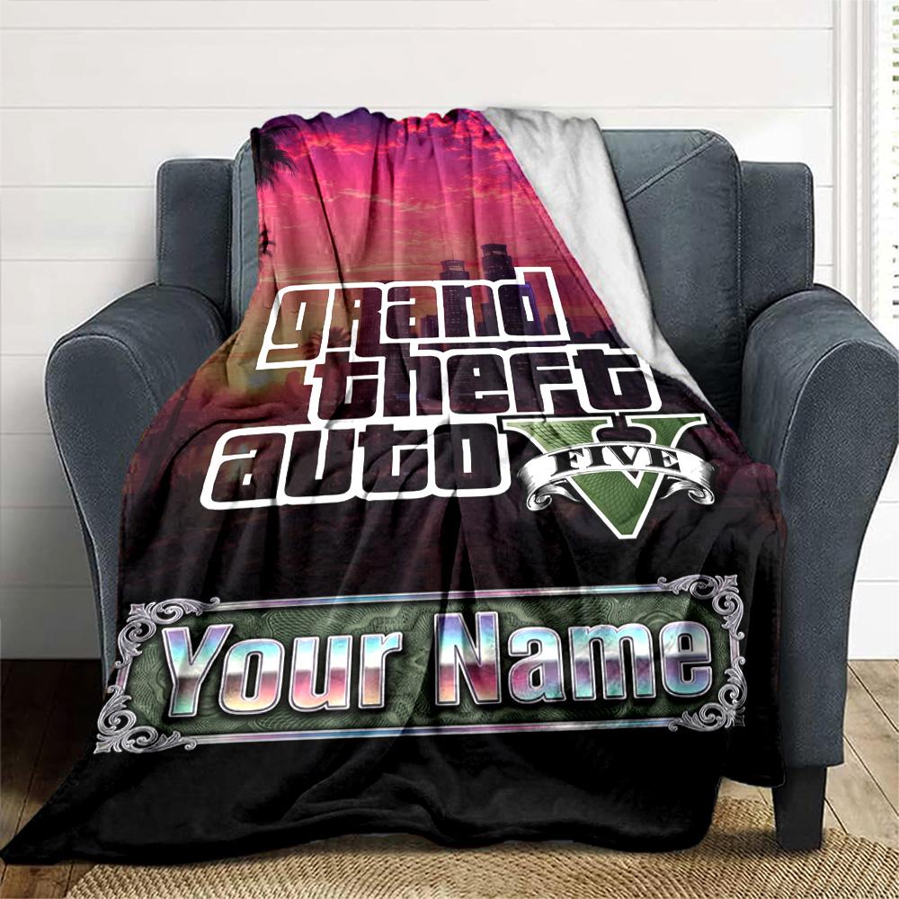 Gta Personalized Name Blanket Multi-purpose Personalized Blanket Soft Warm Cozy Perfect for Livingroom Office Picnics Chair for All Occasions