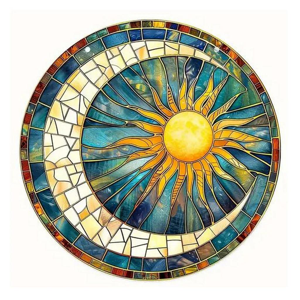 Retro Round Metal Tin Signs Sun And Moon Face Decor Pattern Nostalgic Iron Painting Novelty For Cafe Bar Man Cave Wall Decor