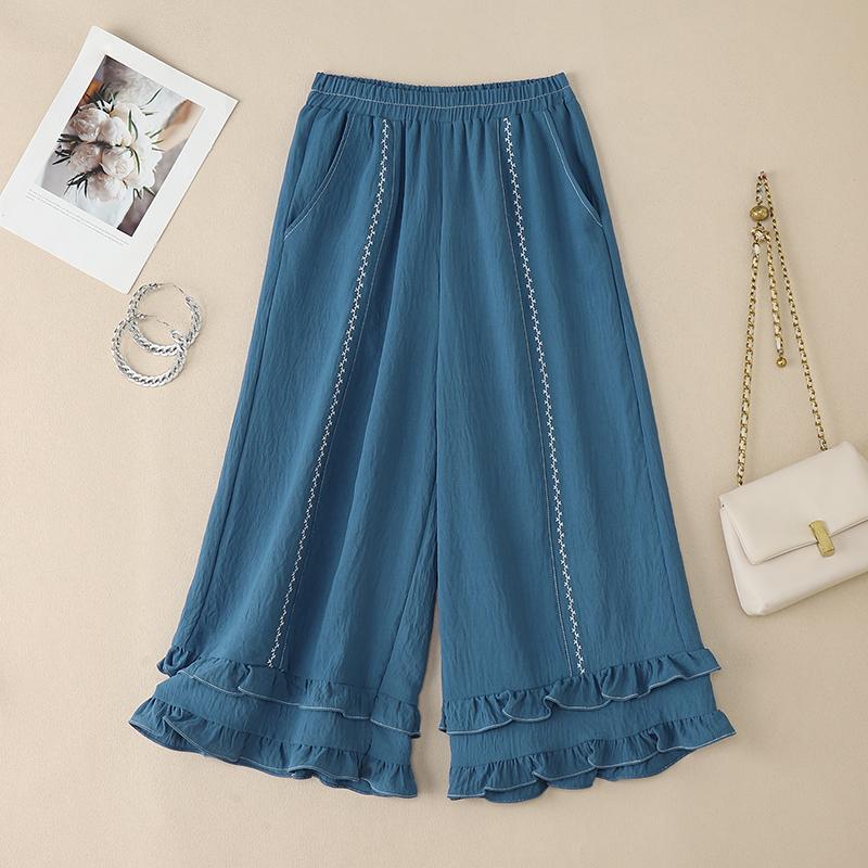 ZANZEA Womens Casual Loose Summer Wide Leg Cropped Pants