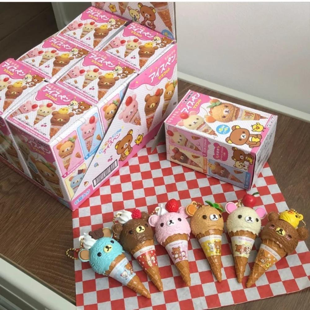 Anime Figure Kawaii Capsule Blind Box Ice Cream Bear Bead Chain Hanging Bag Doll Toy Model Decoration Pendant Birthday Gift