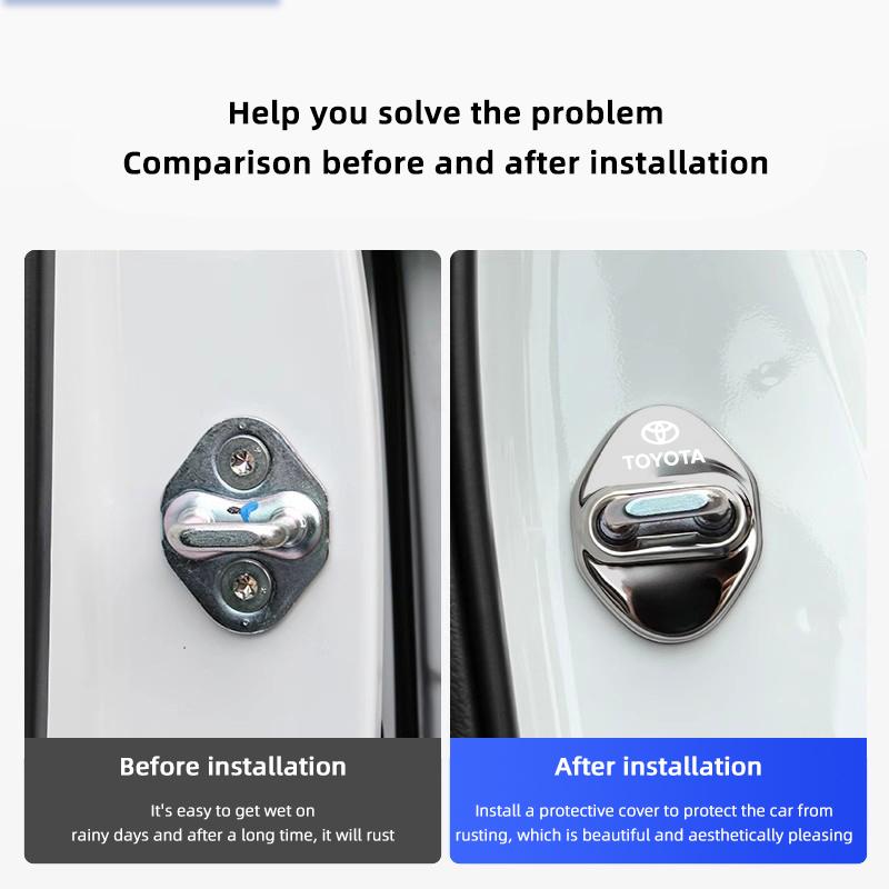 4Pcs Car Emblem Door Lock Cover Case For Toyota Supra Aygo Prado RAV4 Hilux Yaris Corolla 4Runner Camry Avalon Avensis CHR Venza CI6