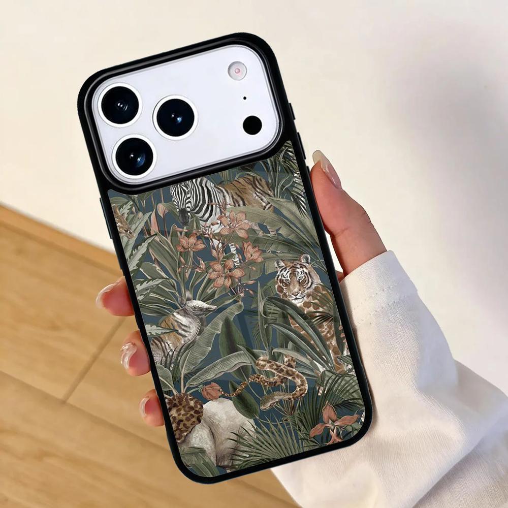 Tigers Leopards tropical leaves Phone Case For Apple iPhone 17 air 16 Pro Max 15 Pro Max 14 13 12 11 Mini Back Cover