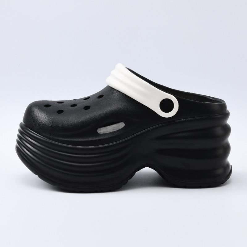 

Height-increasing hole shoes women s outer wear summer fashion solid color thick-soled bag head slippers muffin and beach cool slippers 35-36