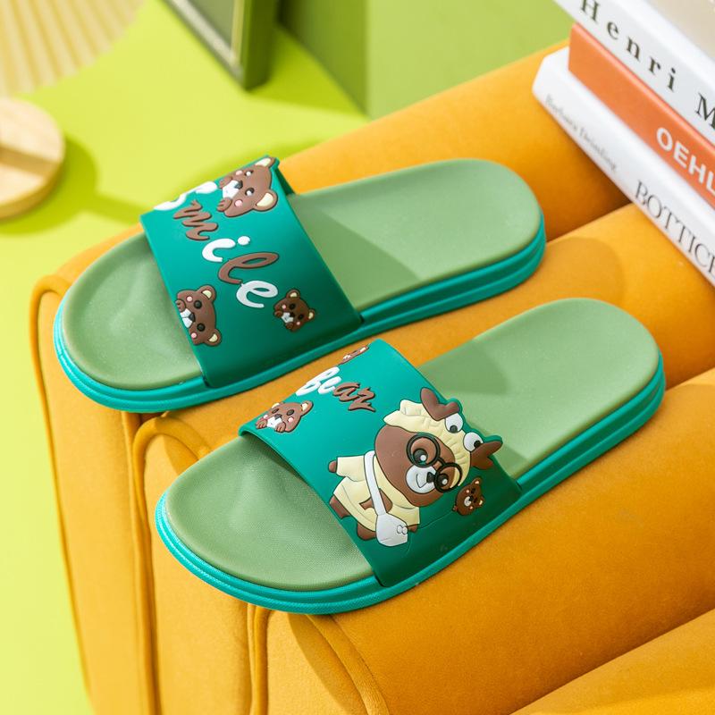 Hausschuhe Damen tragen dicke Sohlen, Sommer Zuhause Indoor Heimmode Cartoon rutschfest coole Hausschuhe