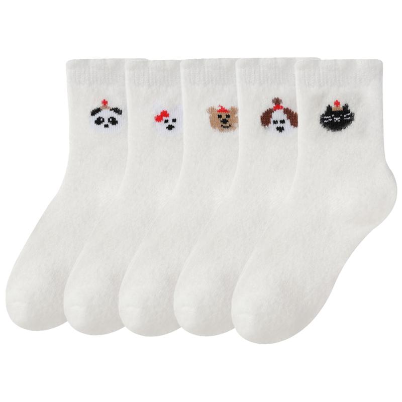 

5Pairs Women s Cute Cartoon Pattern Mid-tube Socks Autumn Winter Thickened Warm Floor Socks 5PAIRS