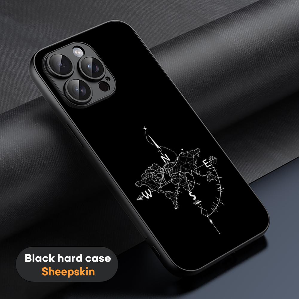 Travel Inspired Plane Patten Design Phone Case For iPhone 16 15 14 13 12 11 Plus Pro Max Limited Black Hard Case Sheepskin