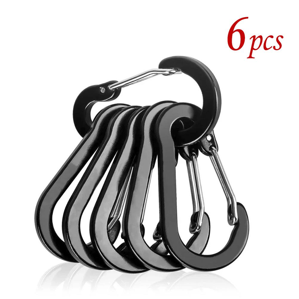 1/6/12pcs Aluminum Carabiner Clip Keychain Carabiners Lock Buckle Snap Outdoor Multi Tool Backpack Camping Hiking Fishing Hook