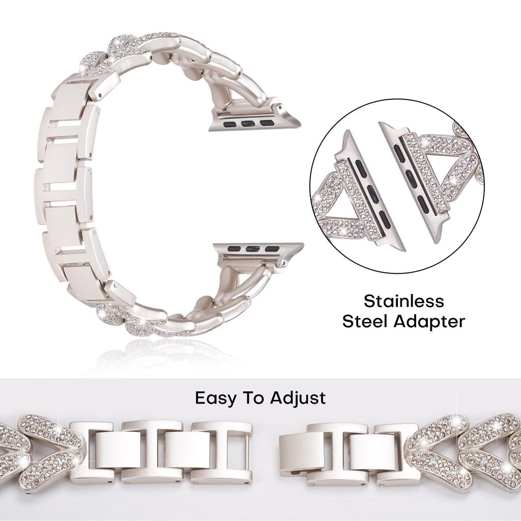 Bling Band for Apple Watch Strap 40mm 41mm 42mm 38mm 46mm 44mm 45mm 49mm Diamond Metal Bracelet iWatch series 10 se Ultra 2 8 9