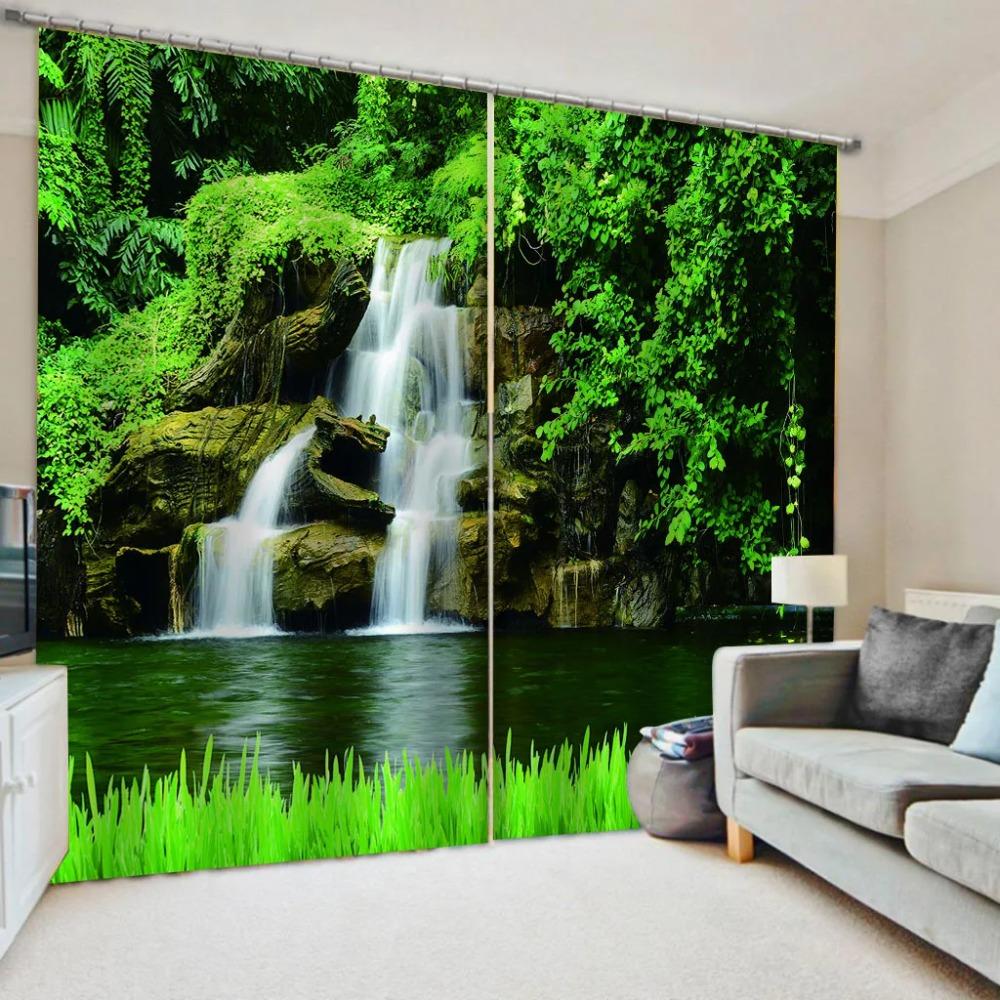 3D Tropical Forest Natural Scenery 3D Digital Printing Bedroom Living Room Window Curtains 2 Panels Green Trees Moss Deep Forest