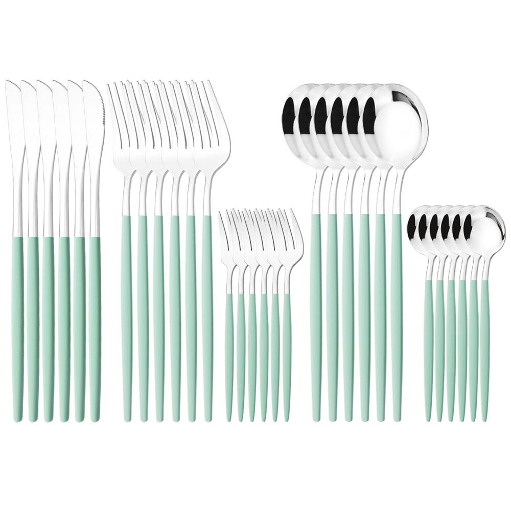 30Pcs Gold Dinnerware Cutlery Set High Quality Stainless Steel Flatware Knife Teaspoon Fork Tableware Western Kitchen Silverware