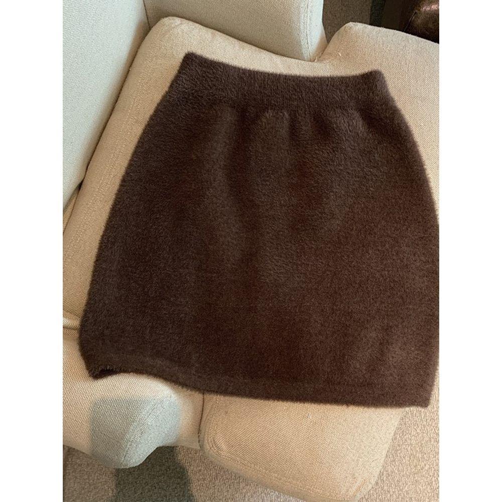 Autumn Winter Women's Hip Skirt Casual Imitation Mink Velvet Short Skirt Sexy High-waisted Mini Skirt