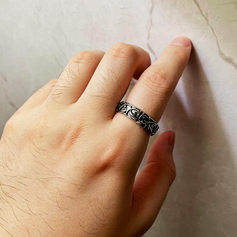 Retro Eternal Vine Ring Zinc Alloy Color Punk Gothic Vintage Open Ring For Men Women Handmade Designer Zircon Unisex Accessories
