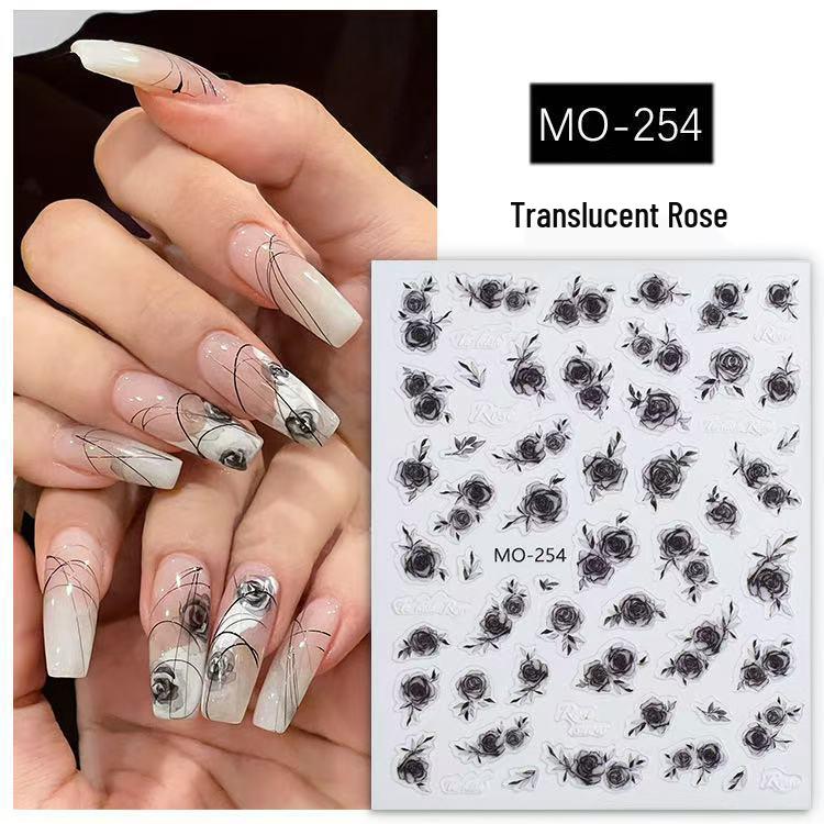 

3D Embossed White Rose, Camellia & Cherry Blossom Butterfly Nail Stickers