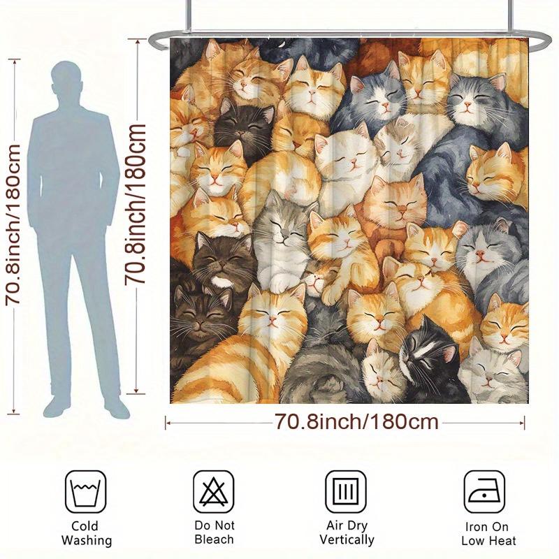 Different cat shower curtains - waterproof, easy to clean, adding boldness and modernity to your bathroom decor
