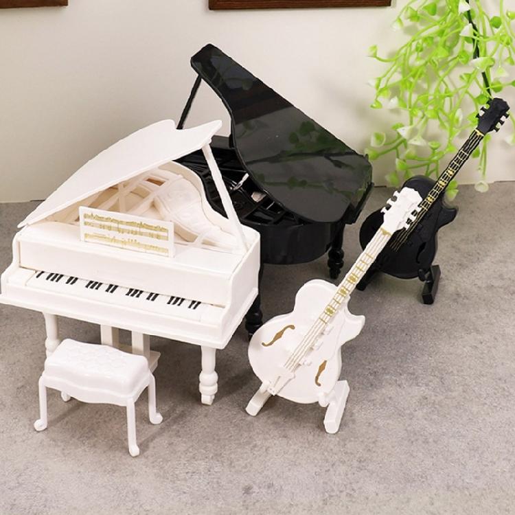Dollhouses Music Room Furniture Miniature Grand Piano Stool Cello Realistic Music Instrument For Playroom Decoration