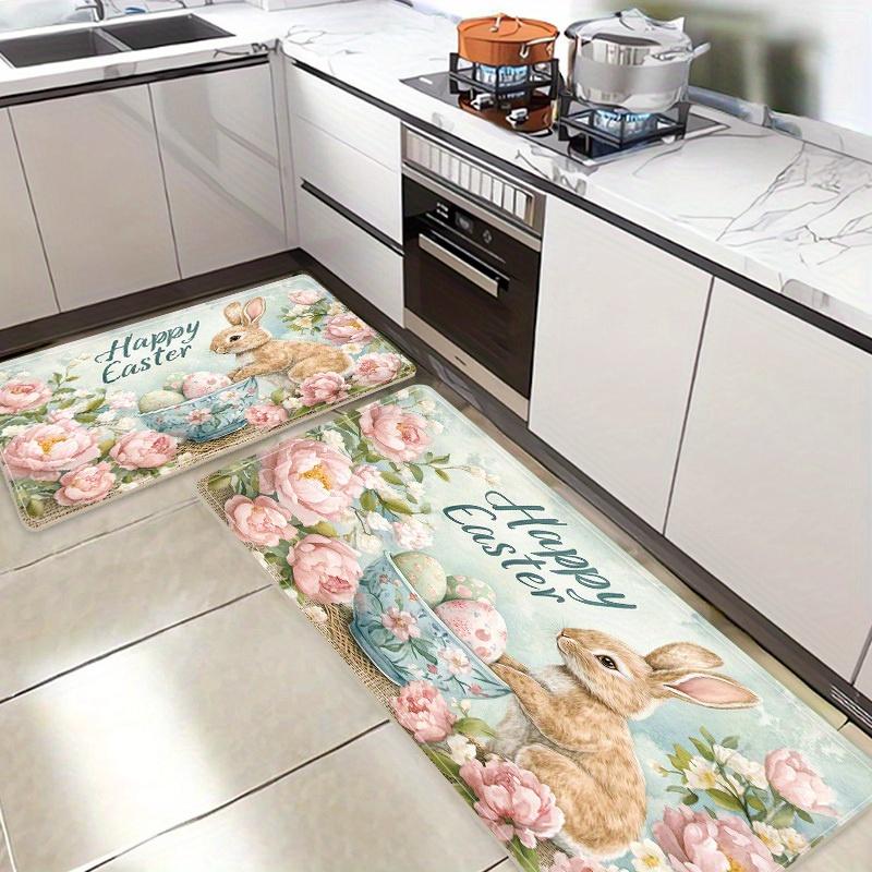 1Pcs Anti Fatigue Kitchen Rugs, Easter Print Waterproof Non-Slip Thick Cushioned Kitchen Mat Heavy Duty Comfort Standing Mat for Kitchen