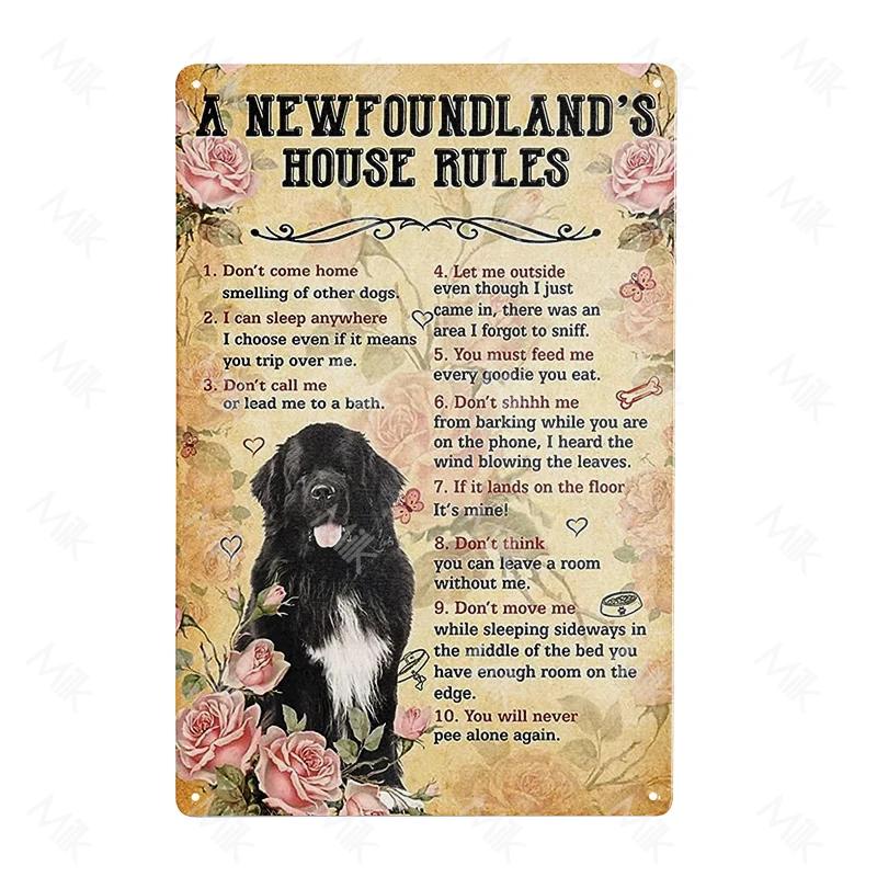 Metal Poster Newfoundland Dog Tin Sign Plate Retro Decor Cafe Home Pet Shop Bedroom Beach Vintage Home Decor Wall Art Plaque