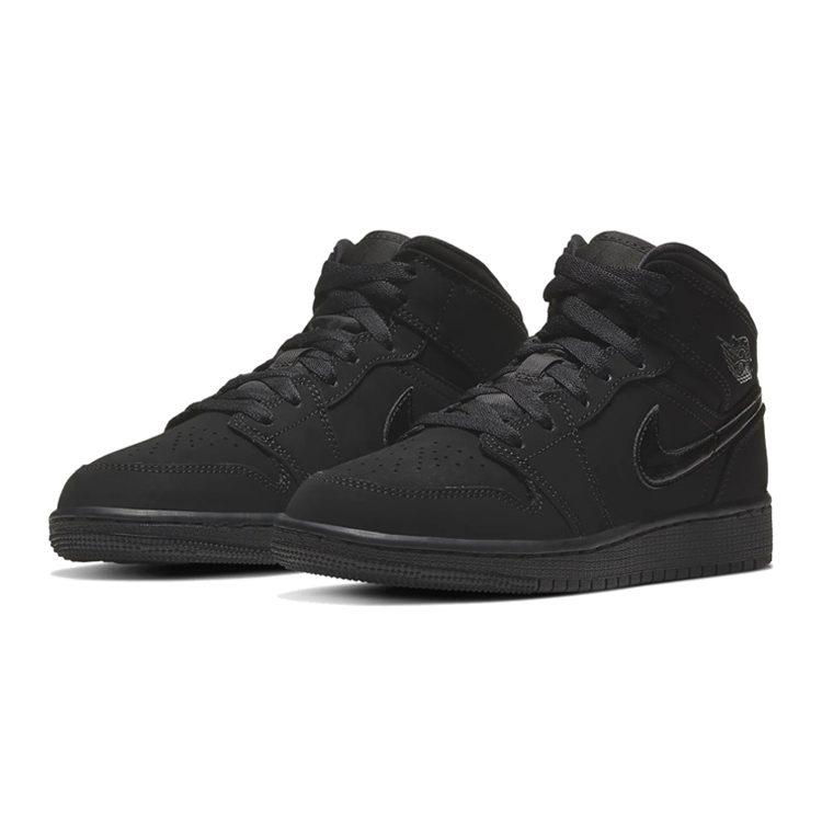 Jordan Air Jordan 1 Mid Slip Resistant Cushioning Mid Top Basketball Shoes Black Warrior Unisex 554725-056