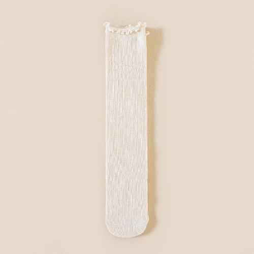 Autumn Children's Wooden Ear Long Tube Pile Socks Calf Socks Autumn and Winter Solid Color Vertical Over-the-knee Socks