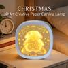 Xmas Party Present Creative 3D Christmas Scene Paper Sculpture Lamp for Warm Light Paper Art Shadow Box Bedroom Table Ornament