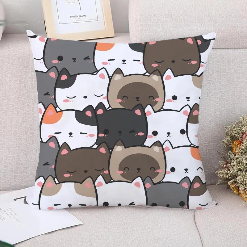 Niedliches Katzenmuster Dekorative Kissenhülle Kissenbezug Bettwäsche Dekoration
