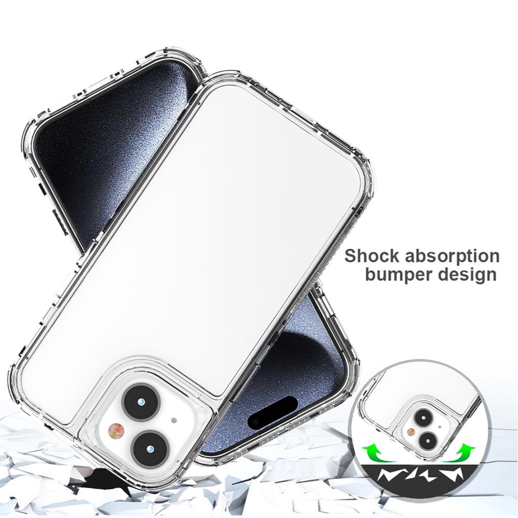 For iPhone 15 Case Hybrid Acrylic+TPU 3-in-1 Transparent Phone Cover
