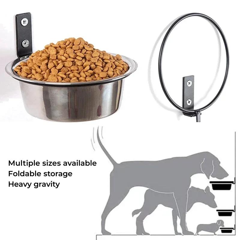 Elevated Wall Mounted Pet Bowls Stainless Steel Dog/Cat Food/Water Feeder with Storage Container Practical Pet Feeding Supplies