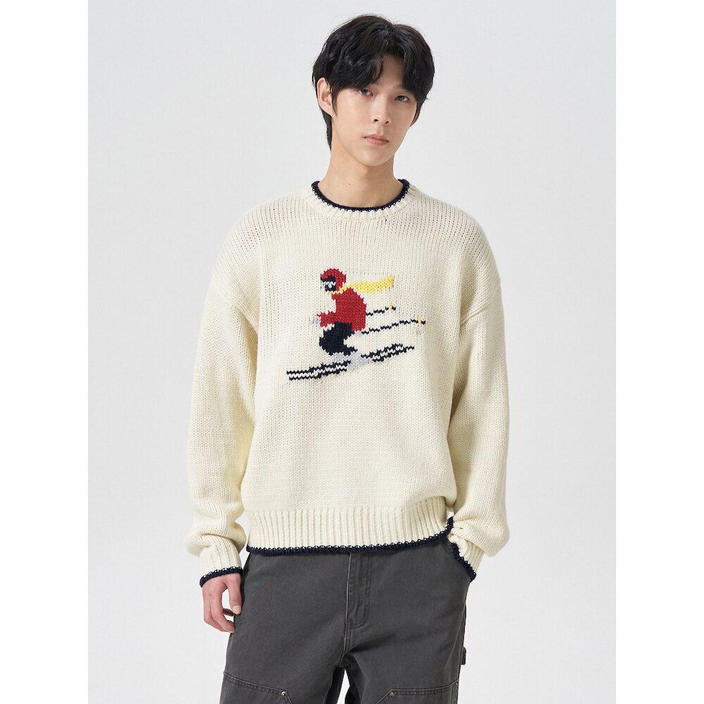 8Seconds Ski Intarsia Graphic Knit Pullover Ivory Ivory/M
