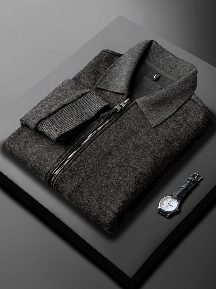 Men's Luxury Wool Casual Jacket: Warm, Thick, Trendy Lapel, Long Sleeve, Hoodie for Autumn/Winter
