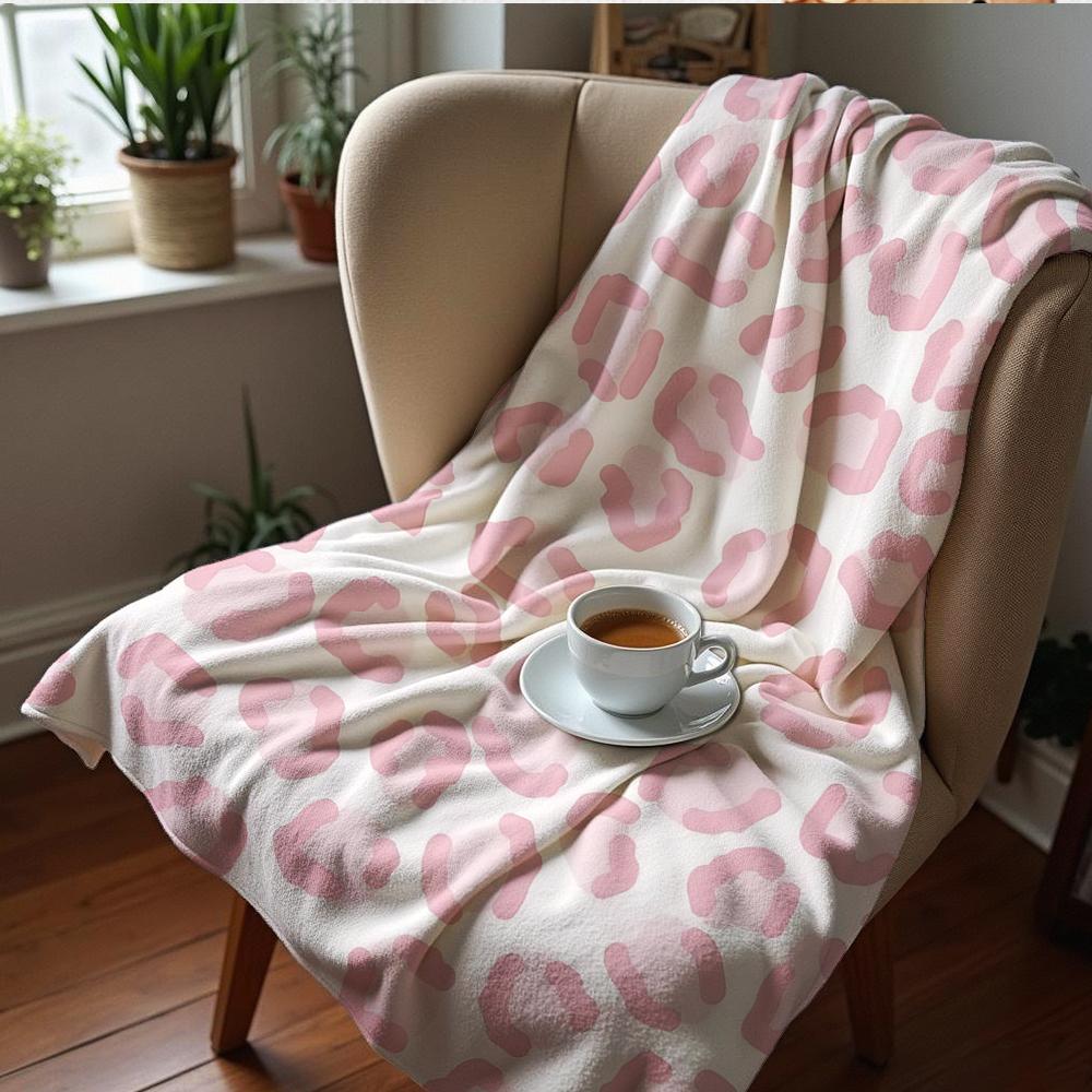 Soft Pink Delicate Small Floral Anime Cartoon Flannel Blanket Soft Warm Throw for Bedroom Sofa Car Kids Holiday Gift