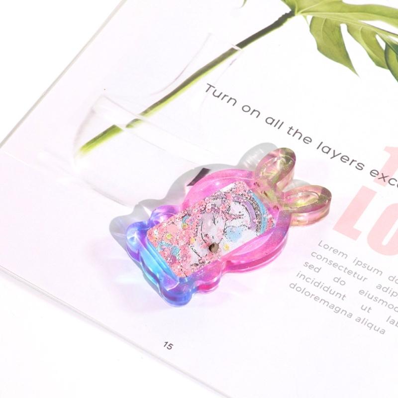 Shiny- Homemade Geometry Rabbit Phone Silicone Epoxy Resin Mold DIY Keychain Pendant Jewelry for Bag Decorations Craft