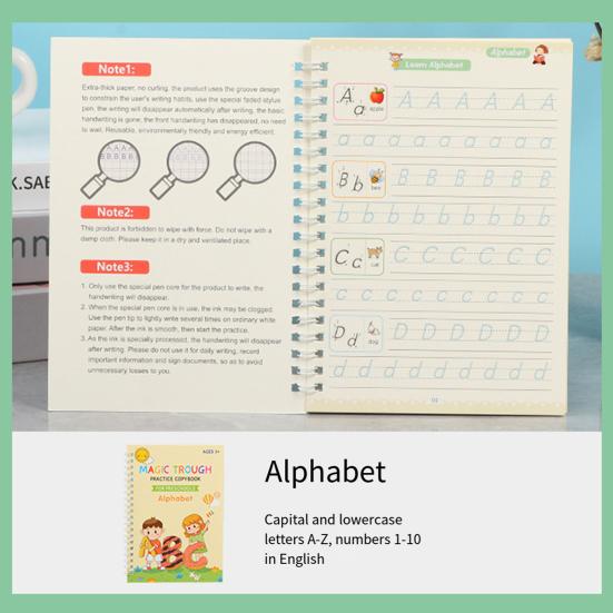 Magic Groove Practice Book Reusable Math Drawing Copybook Number Alphabet Tracing