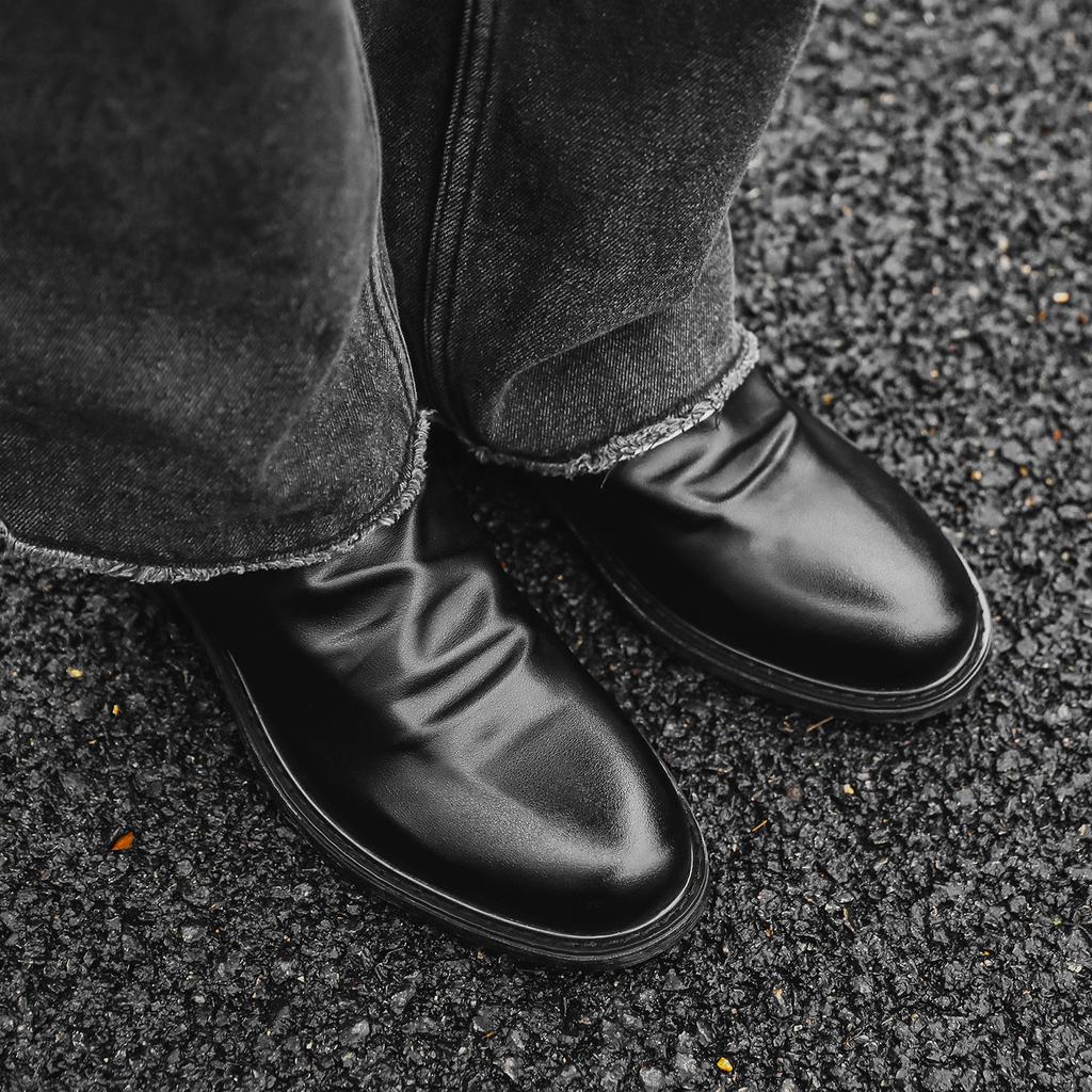 Fashion Leather Chelsea Men Boots  Business Dress Boots Shoes Men Black Brown Ankle Boots