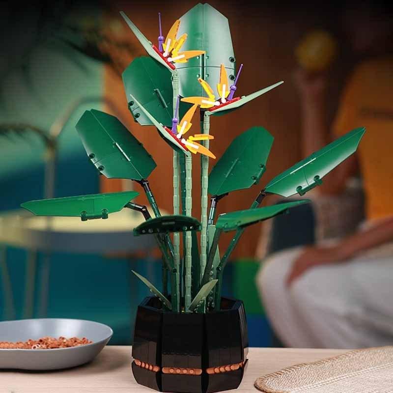 Paradiesvogel Blumenstrauß Rose Baustein Ziegel Unziptoy Diy Topf Illustration Urlaub Freundin Geschenk