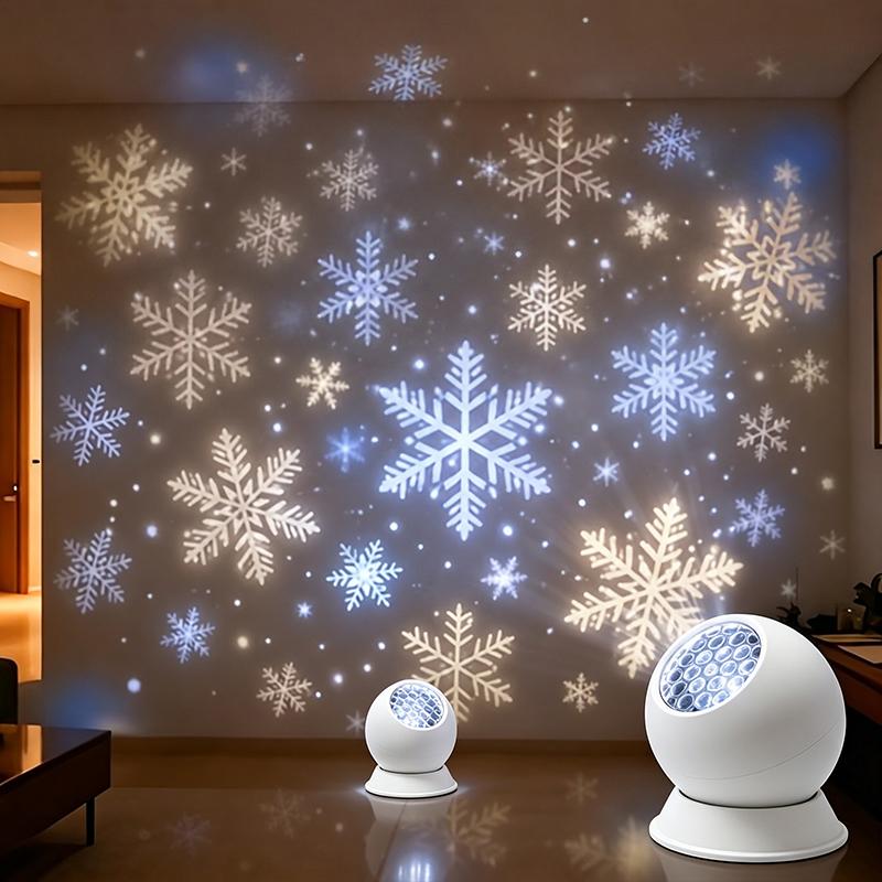 Snowflake Projector Lamp Dynamic Rotating Led Projection Light For Bedroom Christmas Party Ambient Decor