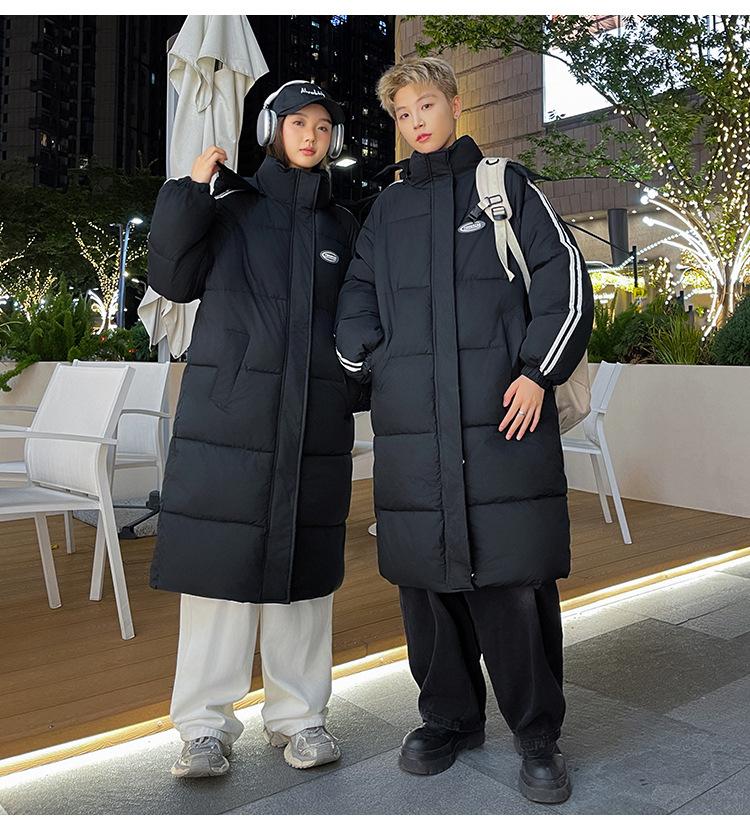 Autumn college style loose casual female long thickened couple over the knee versatile winter coat black